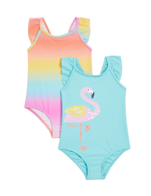 

Girls M&S Collection 2pk Patterned Swimsuits (2-7 Yrs) - Aqua, Aqua