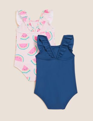 

Girls M&S Collection 2pk Melon Swimsuits (2-7 Yrs) - Navy, Navy