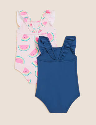 

M&S Collection 2er-Pack Badeanzüge mit Melonenmuster (2-7 J.) - Navy, Navy
