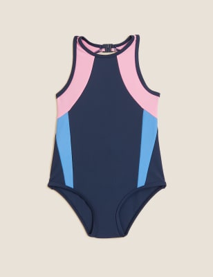 

Girls M&S Collection Colour Block Swimsuit (2-7 Yrs) - Navy, Navy