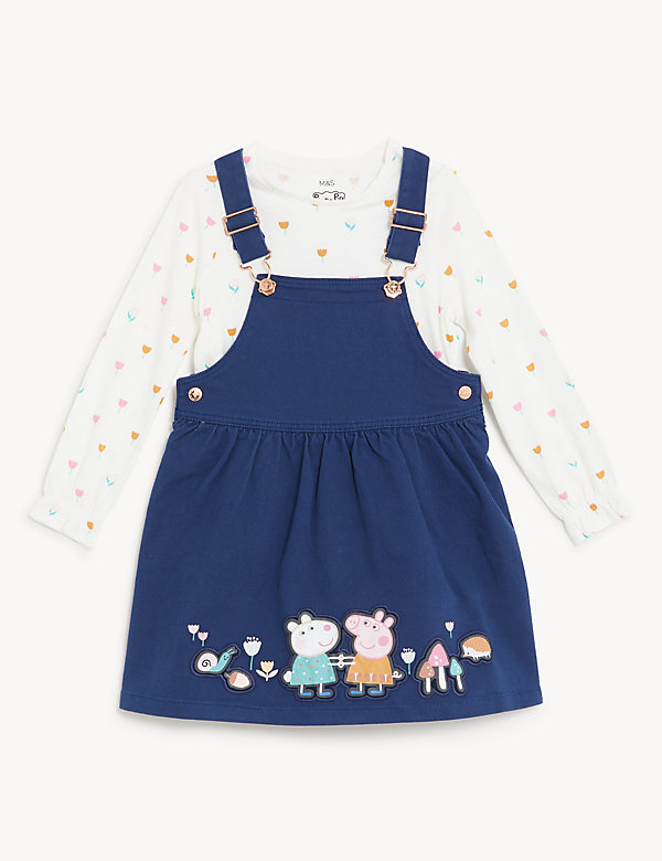 2pc Cotton Rich Peppa Pig™ Pinafore Outfit (2-7 Yrs) - KH