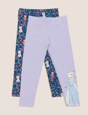 Marks And Spencer Girls M&S Collection 2pk Cotton Rich Disney Frozen Leggings (2-10 Yrs) - Multi, Multi