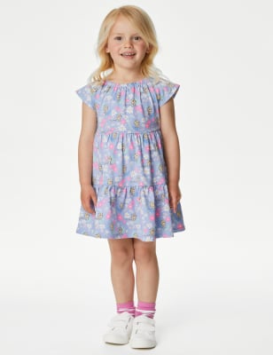 

Girls M&S Collection Pure Cotton Disney Frozen™ Tiered Dress (2-10 Yrs) - Blue, Blue
