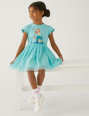 Pure Cotton The Little Mermaid™ Dress (2-8 Yrs)