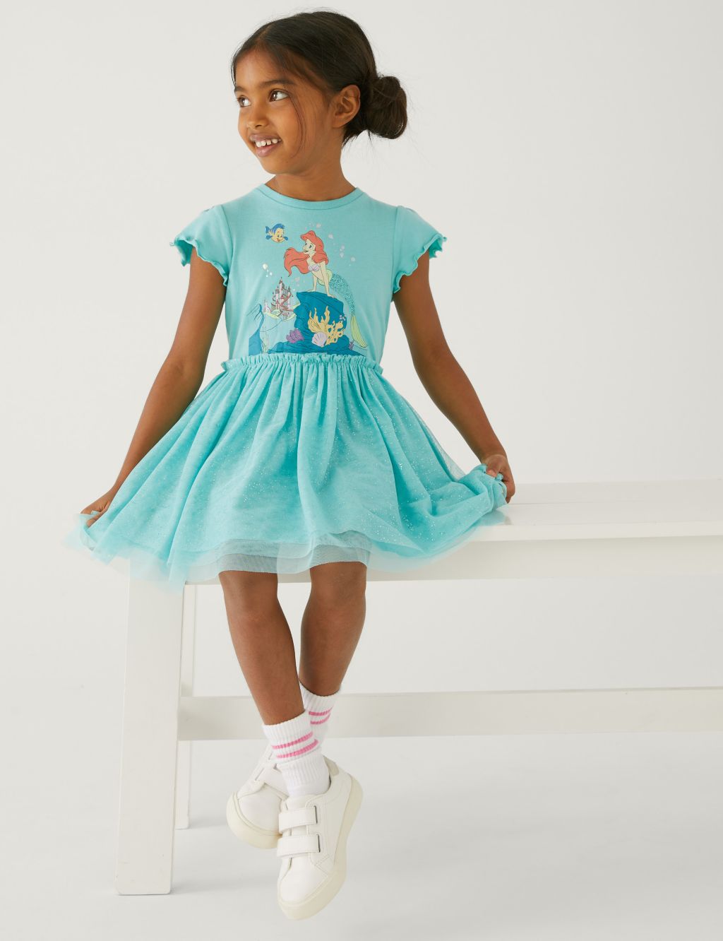 Pure Cotton The Little Mermaid™ Dress (2-8 Yrs) image 1