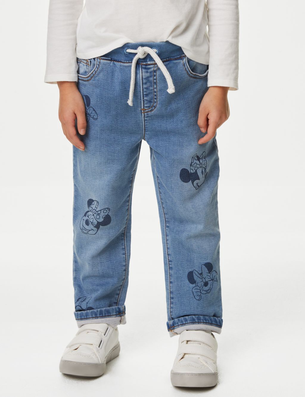 Regular Cotton Rich Minnie Mouse™ Jeans (2-8 Yrs) image 4