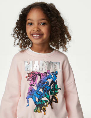 

M&S Collection Sweatshirt mit hohem Bauwollanteil und Marvel™-Motiv (2-8 Jahre) - Pink, Pink