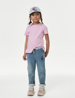 M&S Girl's Regular Cotton Rich Frozen Jeans (2-8 Yrs) - 2-3 Y - Light Denim, Light Denim