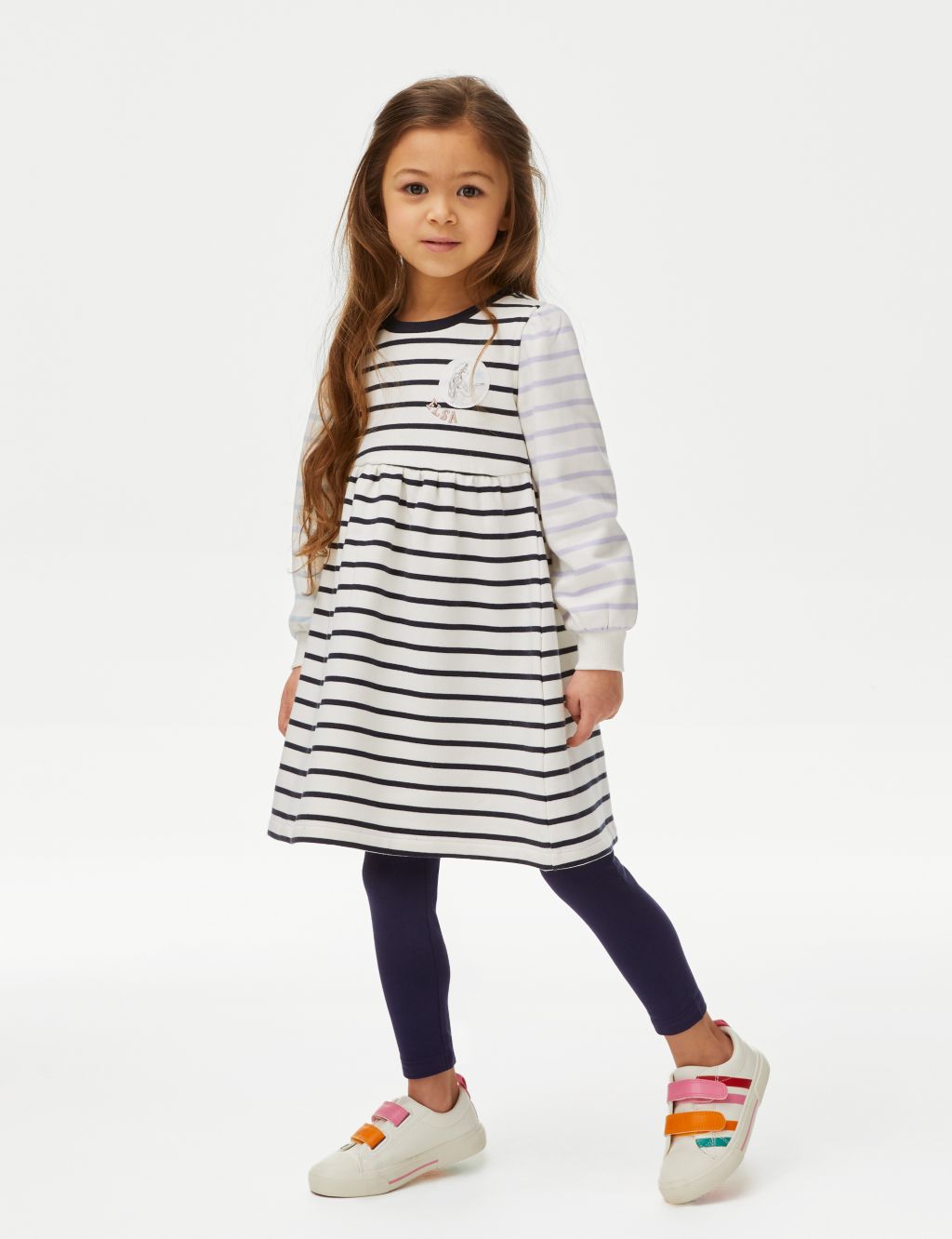 Cotton Rich Frozen™ Stripe Sweatshirt Dress (2-8 Yrs) image 1