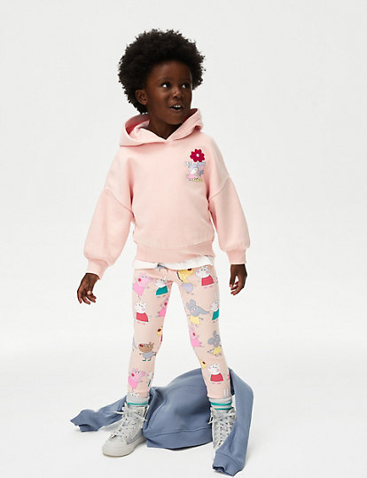m&s collection cotton rich peppa pig™ ribbed leggings (2-8 yrs) - 2-3 y - light pink, light pink