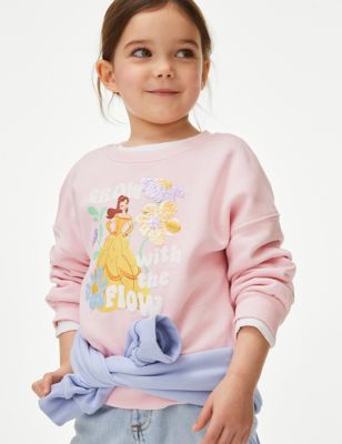 M&S Girls Cotton Rich Disney Princess Sweatshirt (2-8 Yrs) - 2-3 Y - Light Pink, Light Pink