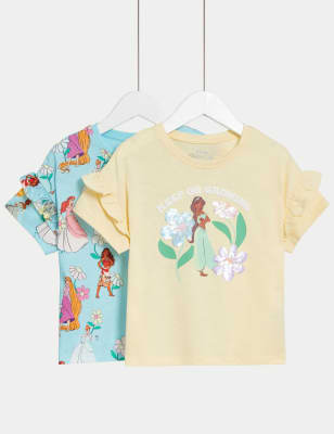 

M&S Collection Pack de 2 camisetas 100% algodón de princesas de Disney (2-8 años) - Multi, Multi