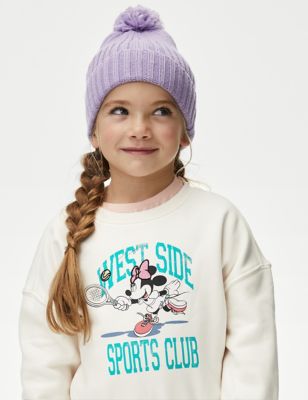 M&S Girls Cotton Rich Minnie Mousetm Sweatshirt (2-8 Yrs) - 2-3 Y - Ecru, Ecru