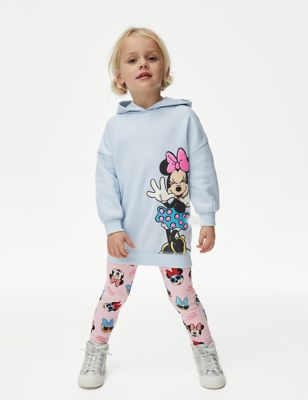 M&S Girls 2pc Cotton Rich Minnie Mouse Hoodie Outfit (2-8 Yrs) - 2-3 Y - Yellow Mix, Yellow Mix