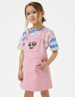 M&S Girl's Cotton Rich Minnie Mouse Pinafore Outfit (2-8 Yrs) - 3-4 Y - Pink, Pink