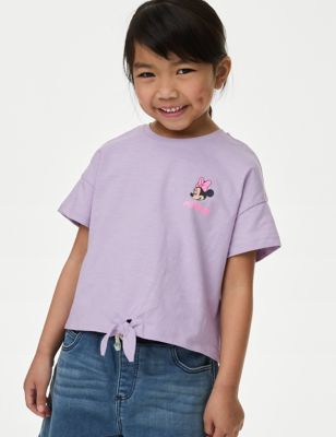 M&S Girl's Pure Cotton Minnie Mouse T-Shirt (2-8 Yrs) - 3-4 Y - Lilac, Lilac