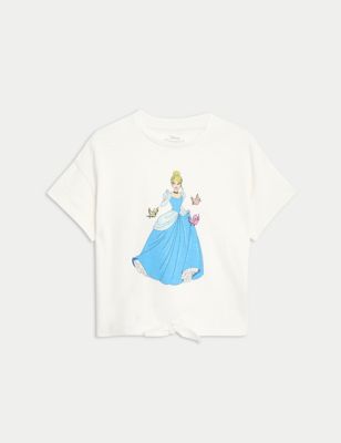 M&S Girls Pure Cotton Disney Princesstm T-Shirt (2-8 Yrs) - 2-3 Y - Ivory, Ivory