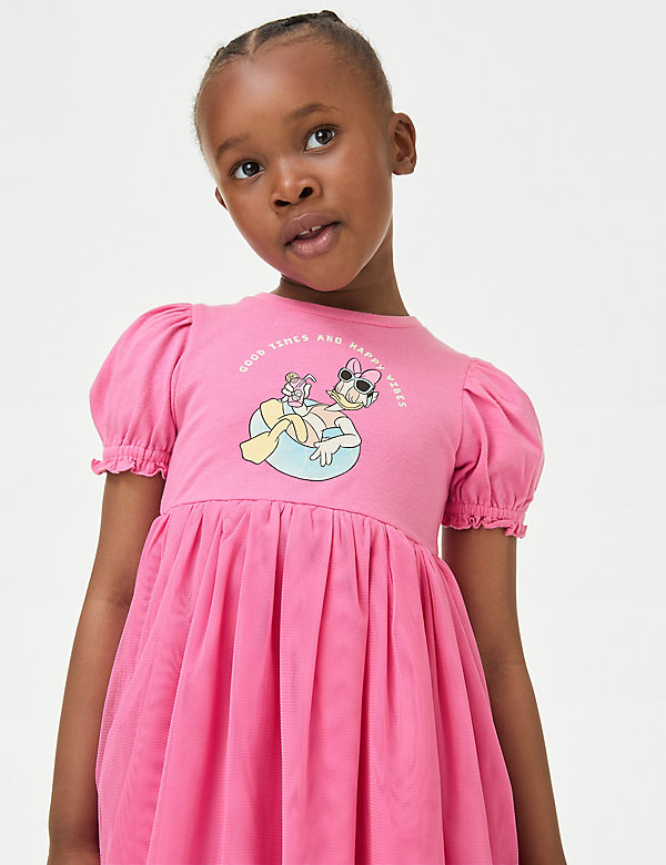 فستان تُل بتصميم ديزني™ مزين بنقشة بطة وزهور أقحوان (من 2-8 سنوات) - OM