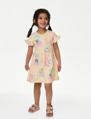 M&S Girls Pure Cotton Peppa Pigtm Dress (2-8 Yrs) - 2-3 Y - Yellow Mix, Yellow Mix