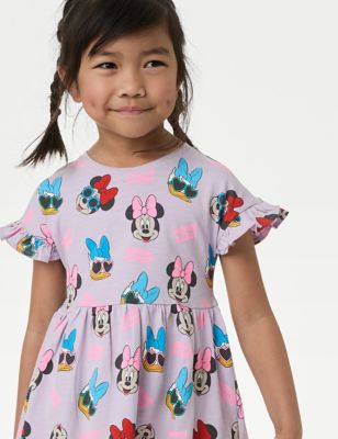 M&S Girl's Pure Cotton Minnie Mouse Dress (2-8 Years) - 5-6 Y - Multi, Multi