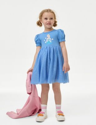 M&S Girl's Tulle Disney Frozen Dress (2-8 Yrs) - 3-4 Y - Fresh Blue, Fresh Blue
