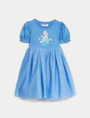 M&S Girls Tulle Disney Frozentm Dress (2-8 Yrs) - 3-4 Y - Fresh Blue, Fresh Blue
