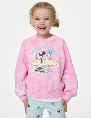 M&S Girl's Cotton Rich Mini Mouse Sweatshirt (2-8 Yrs) - 2-3 Y - Pink Mix, Pink Mix