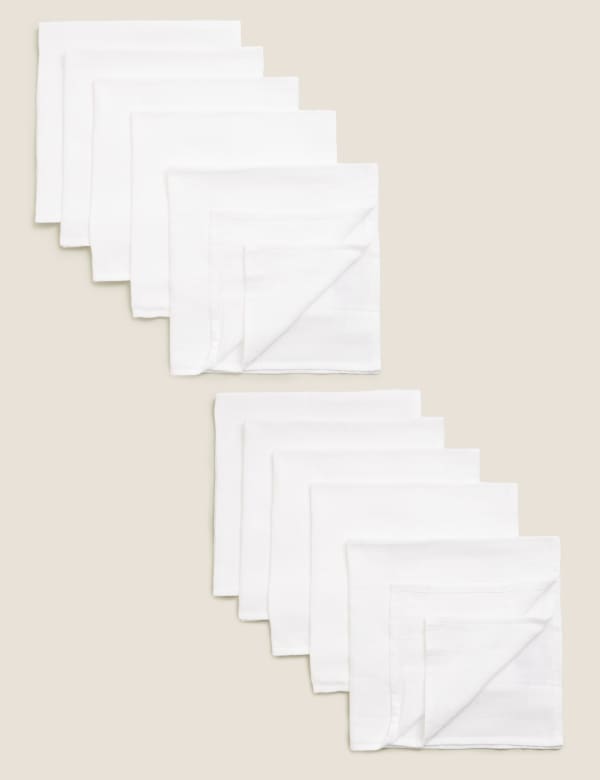 10 Pack Organic Pure Cotton Muslin Squares