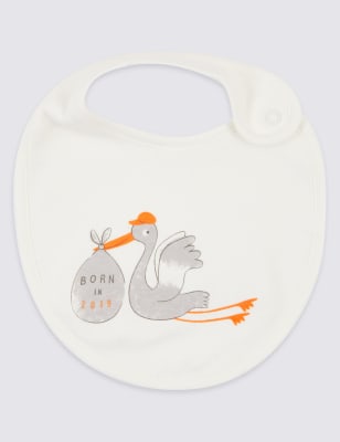 Bavoir en coton biologique avec texte &laquo;&nbsp;Born in 2019&nbsp;&raquo;