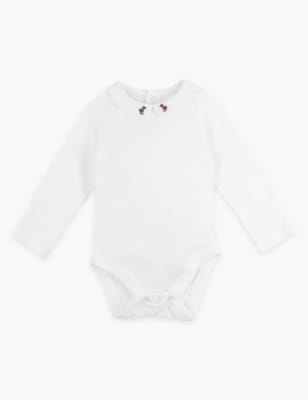 Body pour nouveau-n&eacute; en tissu biologique avec col