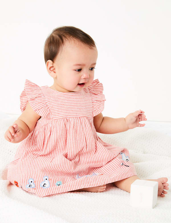 Pure Cotton Striped Dress (0-3 Yrs)