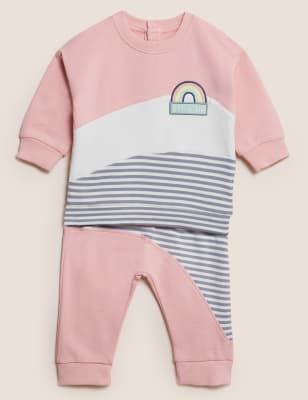 

M&S Collection Conjunto de 2 piezas de algodón de bloques de color (0-3 años) - Pink Mix, Pink Mix
