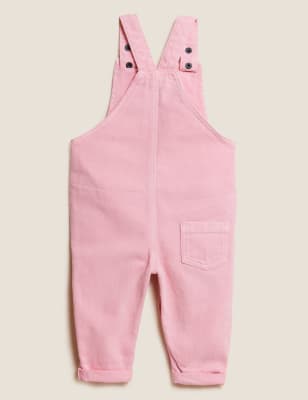 M&S Girls Denim Slogan Dungarees (0-3 Yrs)