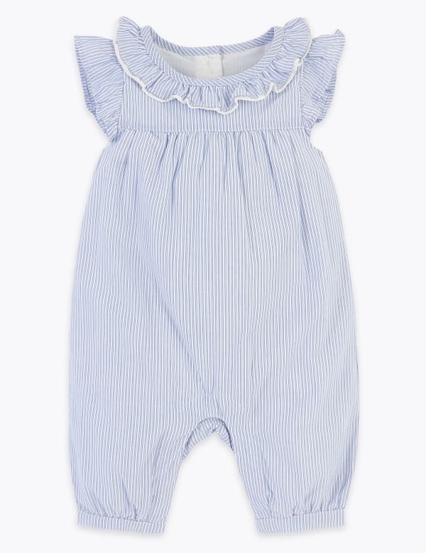 Cotton Striped Woven Romper (0-3 Yrs)