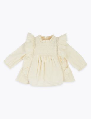 Pure Cotton Frill Top (0-3 Yrs) | M&S