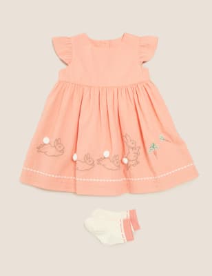 Ensemble 2 pièces en coton à motif Peter Rabbit™ (jusqu'au -3 ans) - Peach