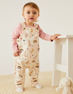 

M&S Collection Conjunto de 2 piezas de algodón con peto con estampado de conejito (0-3 años) - Cream Mix, Cream Mix