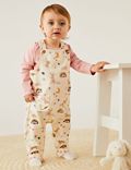 2pc Cotton Rich Bunny Print Dungaree Outfit (0-3 Yrs)