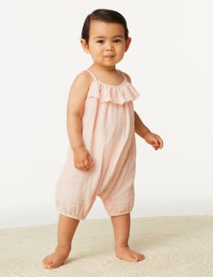 

Girls M&S Collection Pure Cotton Broderie Romper (0-3 Yrs) - Soft Peach, Soft Peach