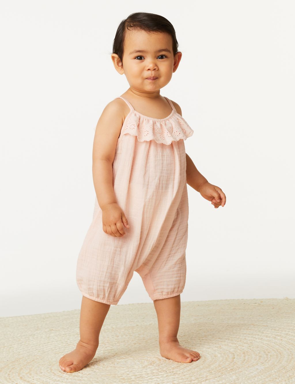 Pure Cotton Broderie Romper (0-3 Yrs) image 1