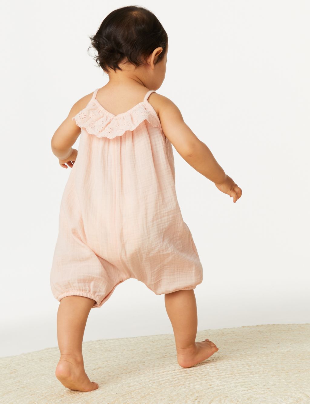 Pure Cotton Broderie Romper (0-3 Yrs) image 5
