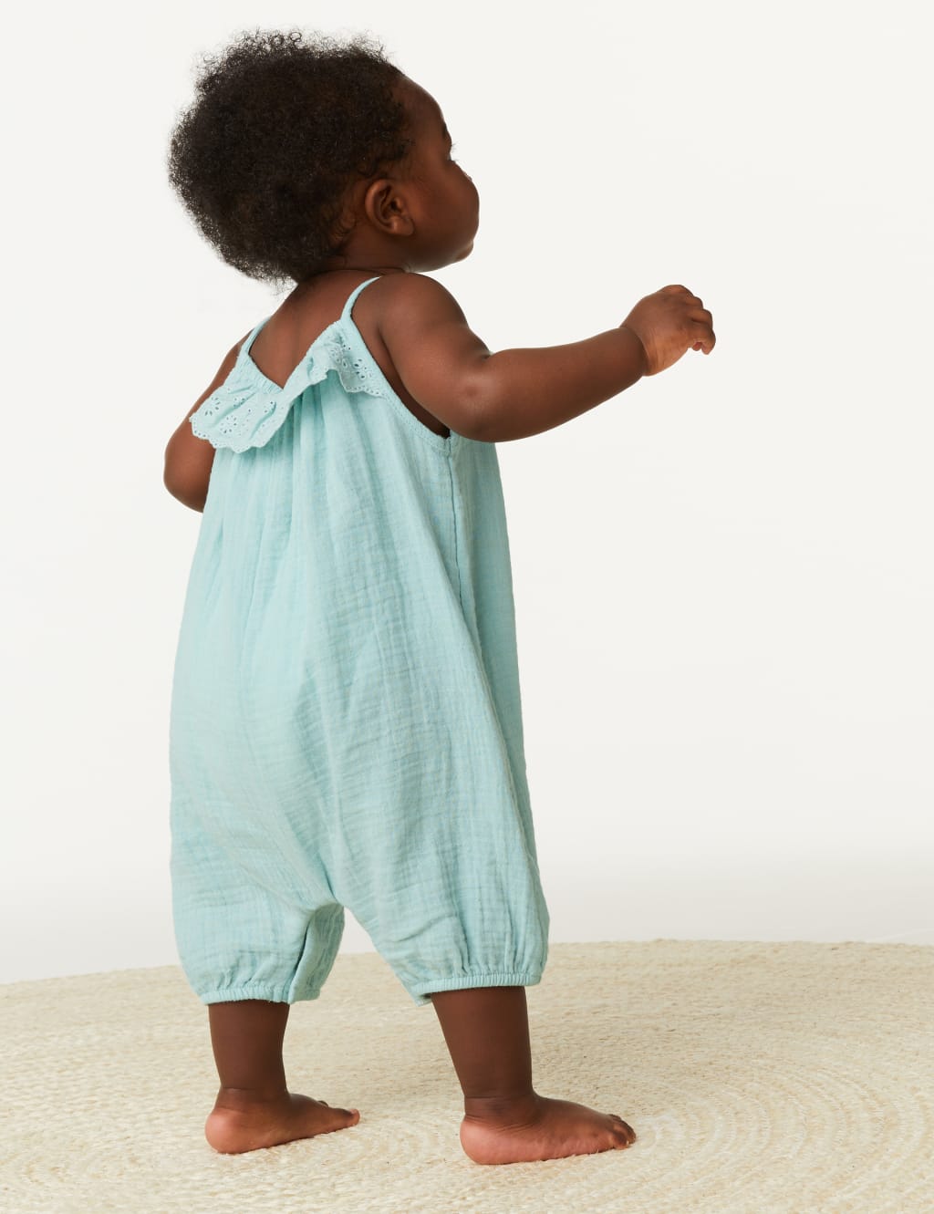 Pure Cotton Broderie Romper (0-3 Yrs) image 5