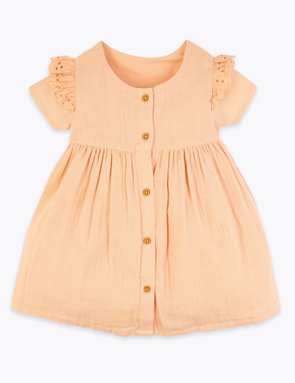 Pure Cotton Woven Dress (0-3 Yrs)
