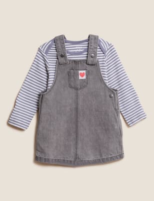 

M&S Collection 2-teiliges schickes Outfit aus reiner Baumwolle mit Latzhose - Mid Grey, Mid Grey
