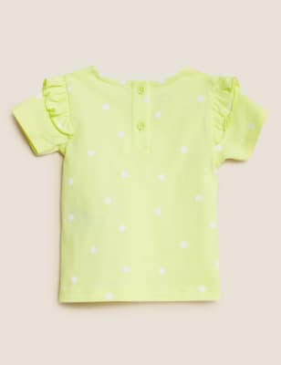 

M&S Collection T-Shirt aus reiner Baumwolle mit Punktmuster (0-3 J.) - Multi, Multi