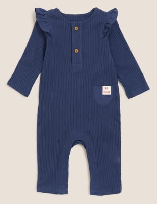 

M&S Collection Strampelanzug aus reiner Baumwolle mit Schriftzug „Be Kind“ (0-3 Jahre) - Dark Indigo, Dark Indigo
