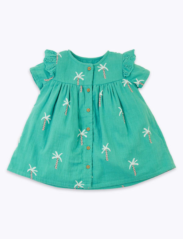 Pure Cotton Palm Tree Dress (0-3 Yrs)