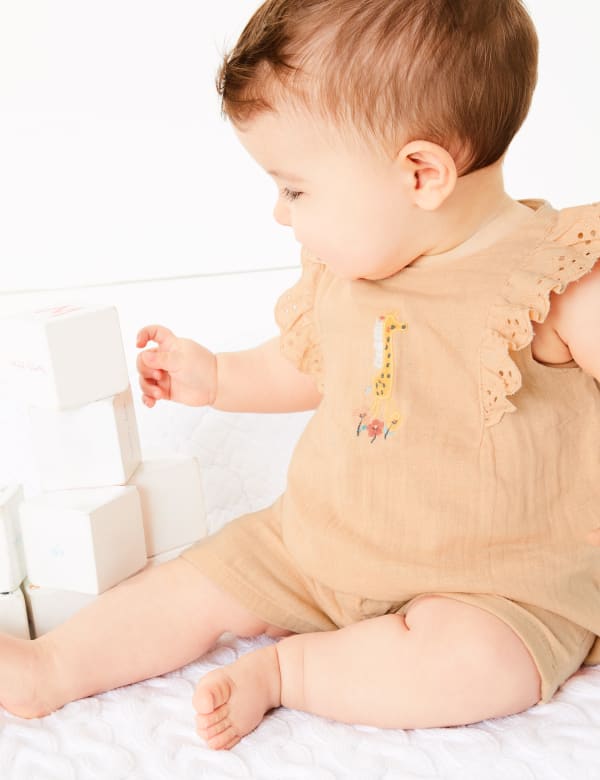 2 Piece Pure Cotton Giraffe Outfit (0-3 Yrs)