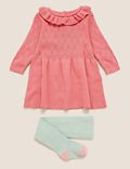 2pc Cotton Knitted Dress Outfit (0-3 Yrs)
