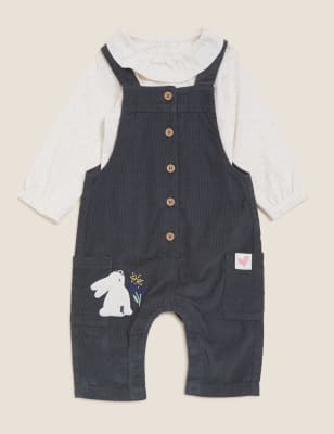 

Girls M&S Collection 2pc Pure Cotton Cord Bunny Dungaree Outfit (0-3 Yrs) - Dark Graphite, Dark Graphite